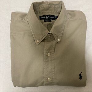 RALPH LAUREN MEN'S  SHIRT BLAURE 100% COTTON XL KHAKI BUTTON UP Long Sleeve